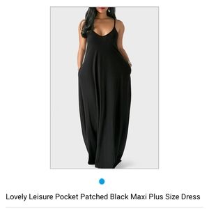 New plus size black maxi dress with pockets